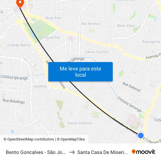 Bento Goncalves - São Jorge Cb to Santa Casa De Misericórdia map