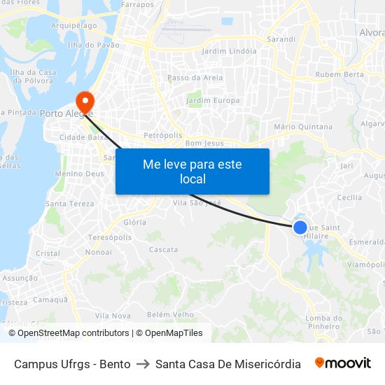 Campus Ufrgs - Bento to Santa Casa De Misericórdia map
