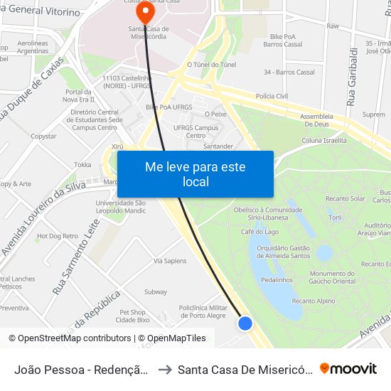 João Pessoa - Redenção Cb to Santa Casa De Misericórdia map