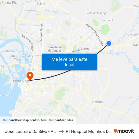 José Loureiro Da Silva - Parada 81 to Pf Hospital Moinhos De Vento map
