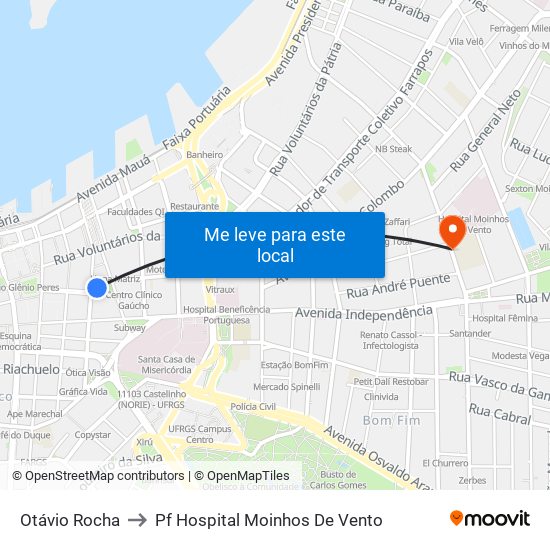 Otávio Rocha to Pf Hospital Moinhos De Vento map