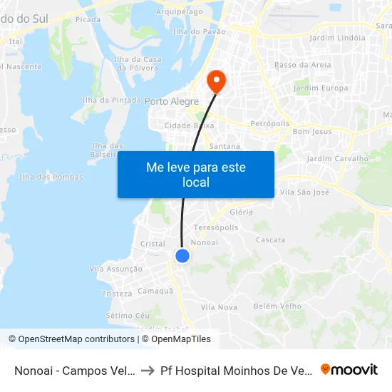 Nonoai - Campos Velho to Pf Hospital Moinhos De Vento map
