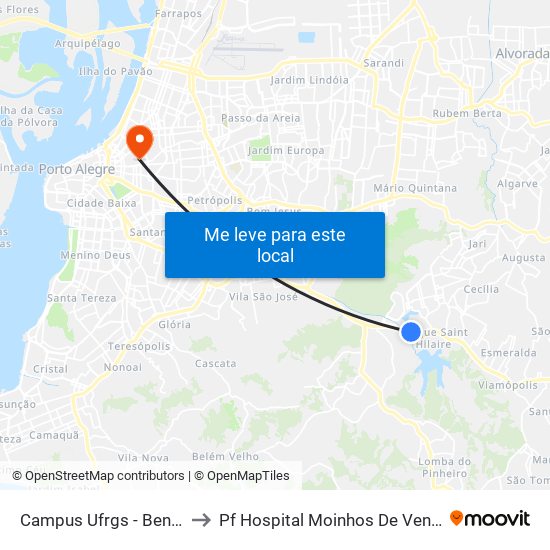 Campus Ufrgs - Bento to Pf Hospital Moinhos De Vento map