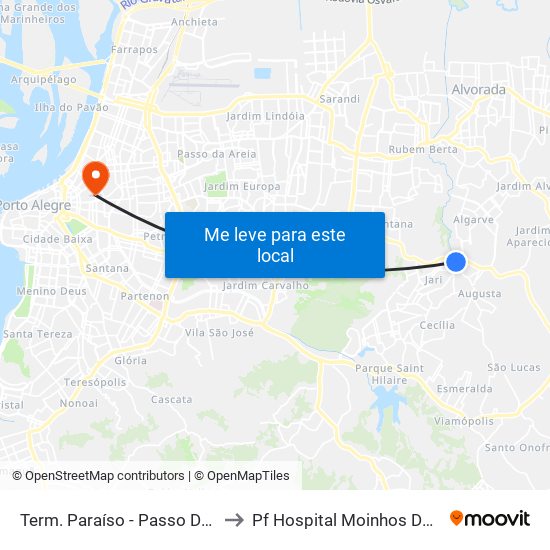 Term. Paraíso - Passo Dorneles to Pf Hospital Moinhos De Vento map