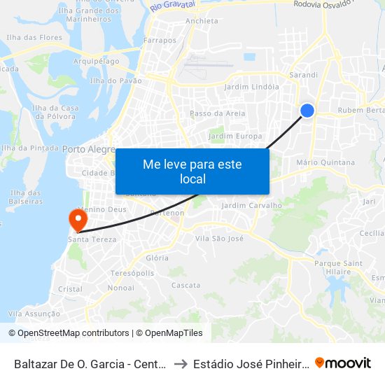 Baltazar De O. Garcia - Centro Vida Cb to Estádio José Pinheiro Borda map