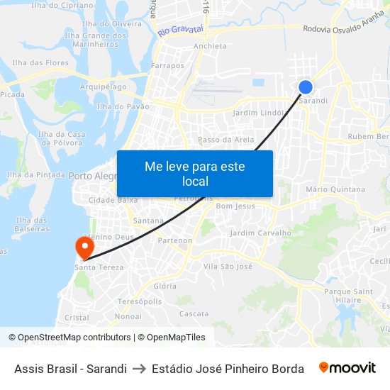 Assis Brasil - Sarandi to Estádio José Pinheiro Borda map