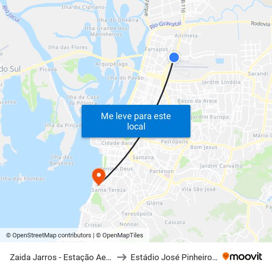 Zaida Jarros - Estação Aeroporto to Estádio José Pinheiro Borda map