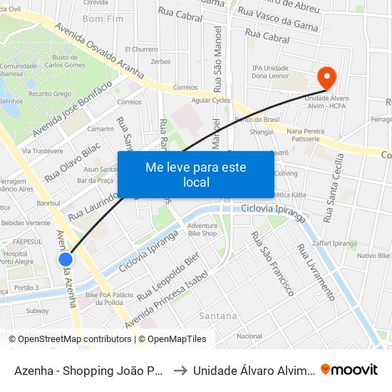 Azenha - Shopping João Pessoa Cb to Unidade Álvaro Alvim - Hcpa map