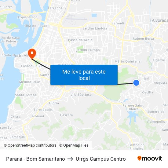 Paraná - Bom Samaritano to Ufrgs Campus Centro map
