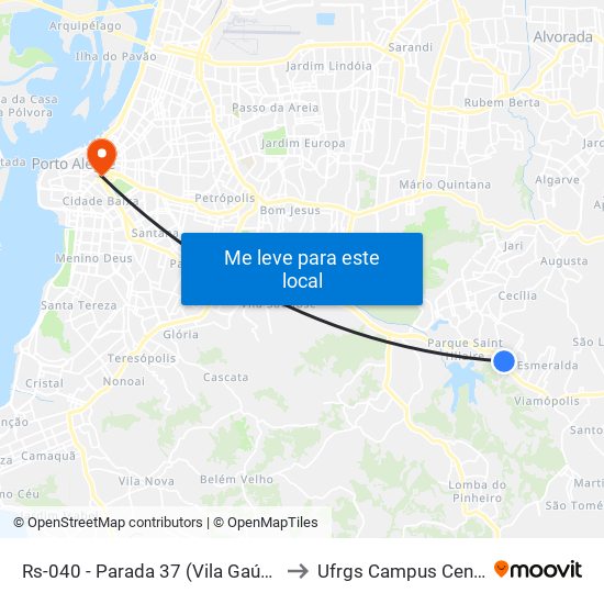 Rs-040 - Parada 37 (Vila Gaúcha) to Ufrgs Campus Centro map