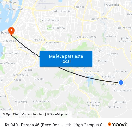 Rs-040 - Parada 46 (Beco Dos Cunhas) to Ufrgs Campus Centro map