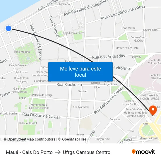 Mauá - Cais Do Porto to Ufrgs Campus Centro map