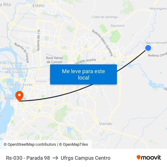 Rs-030 - Parada 98 to Ufrgs Campus Centro map