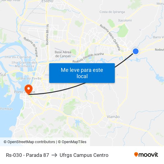 Rs-030 - Parada 87 to Ufrgs Campus Centro map