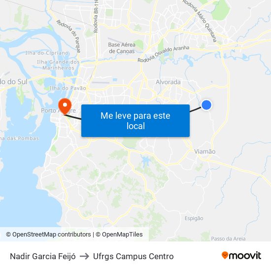 Nadir Garcia Feijó to Ufrgs Campus Centro map