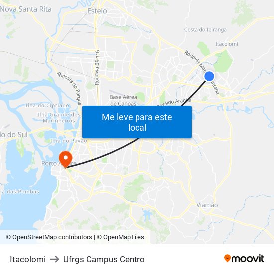 Itacolomi to Ufrgs Campus Centro map