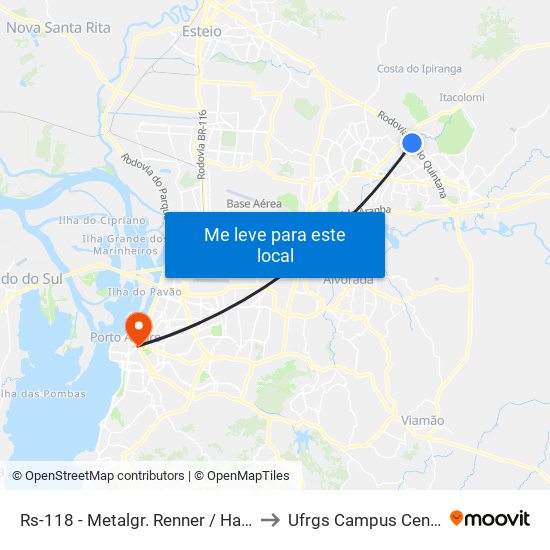 Rs-118 - Metalgr. Renner / Havan to Ufrgs Campus Centro map
