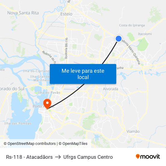 Rs-118 - Atacadãors to Ufrgs Campus Centro map