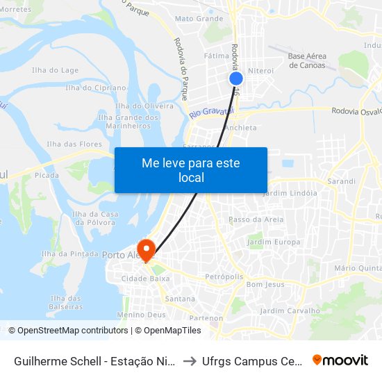 Guilherme Schell - Estação Niterói to Ufrgs Campus Centro map