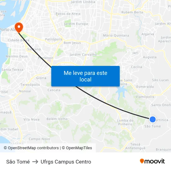 São Tomé to Ufrgs Campus Centro map