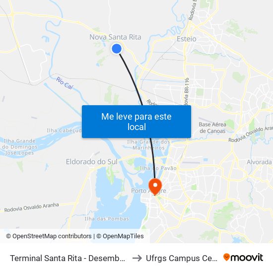 Terminal Santa Rita - Desembarque to Ufrgs Campus Centro map