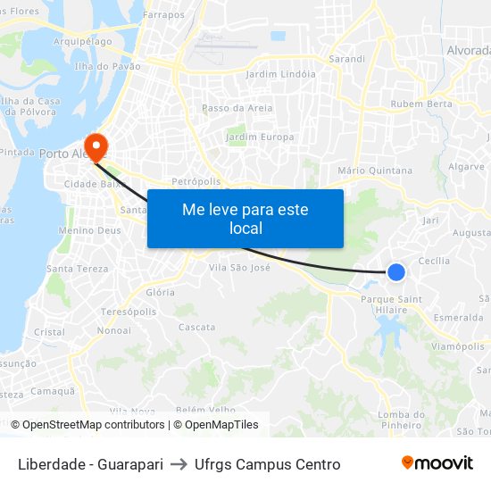 Liberdade - Guarapari to Ufrgs Campus Centro map