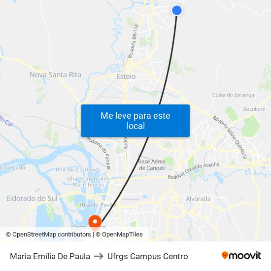 Maria Emília De Paula to Ufrgs Campus Centro map