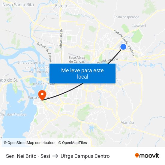 Sen. Nei Brito - Sesi to Ufrgs Campus Centro map