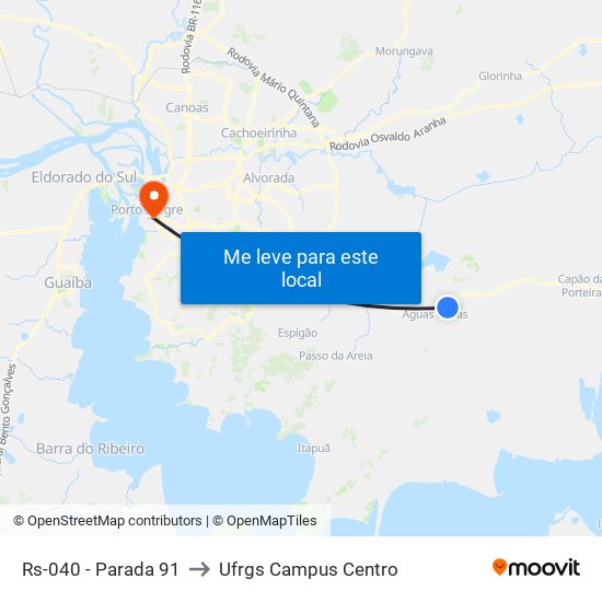 Rs-040 - Parada 91 to Ufrgs Campus Centro map