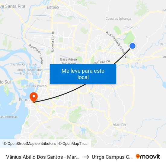 Vânius Abilio Dos Santos - Marquespan to Ufrgs Campus Centro map