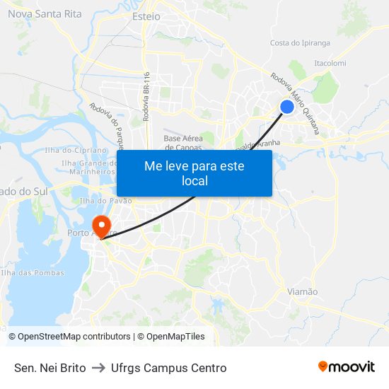 Sen. Nei Brito to Ufrgs Campus Centro map