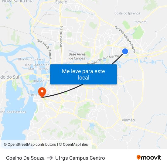 Coelho De Souza to Ufrgs Campus Centro map
