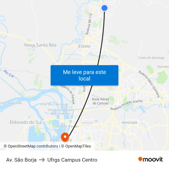 Av. São Borja to Ufrgs Campus Centro map