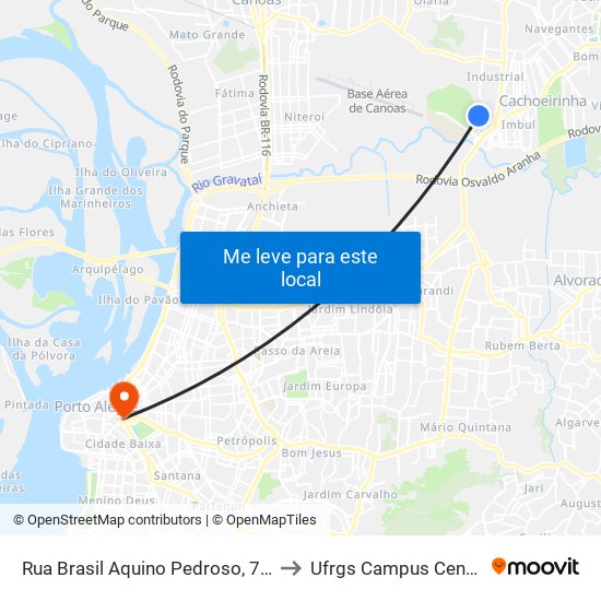 Rua Brasil Aquino Pedroso, 760 to Ufrgs Campus Centro map