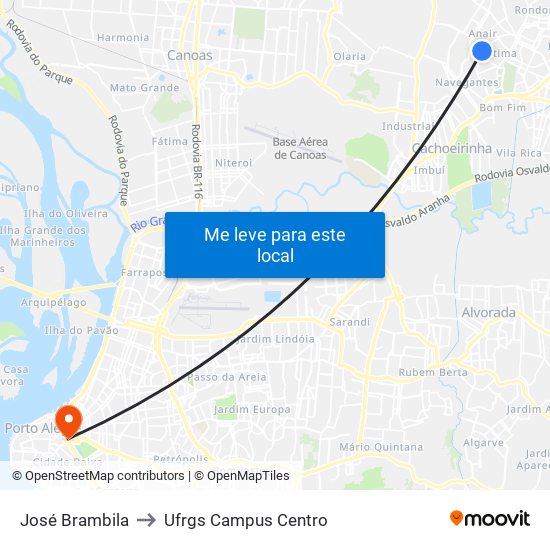 José Brambila to Ufrgs Campus Centro map