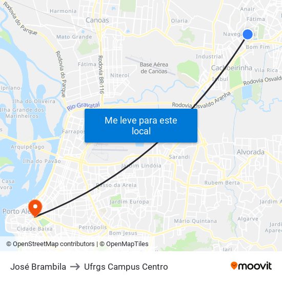 José Brambila to Ufrgs Campus Centro map