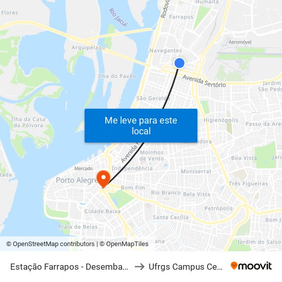 Estação Farrapos - Desembarque to Ufrgs Campus Centro map