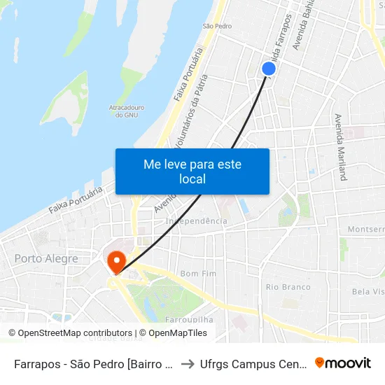 Farrapos - São Pedro [Bairro - C] to Ufrgs Campus Centro map