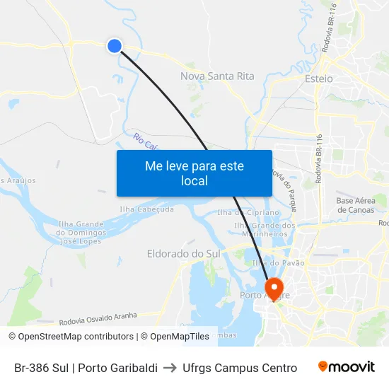 Br-386 Sul | Porto Garibaldi to Ufrgs Campus Centro map