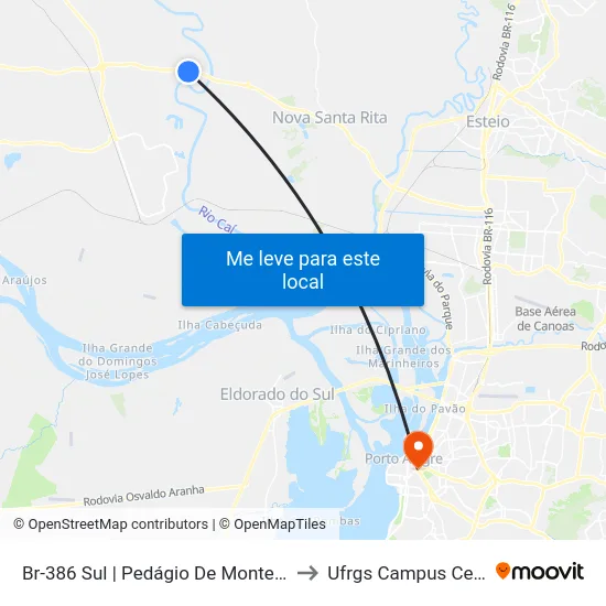 Br-386 Sul | Pedágio De Montenegro to Ufrgs Campus Centro map