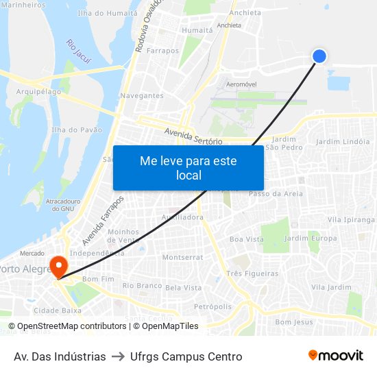 Av. Das Indústrias to Ufrgs Campus Centro map