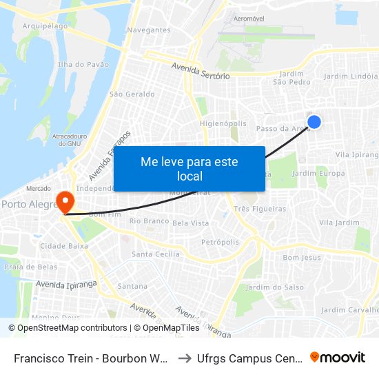 Francisco Trein - Bourbon Wallig to Ufrgs Campus Centro map