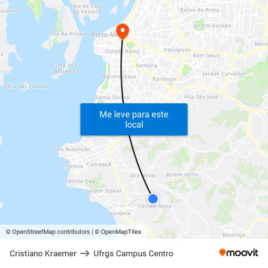 Cristiano Kraemer to Ufrgs Campus Centro map