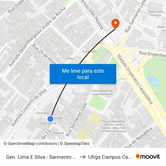Gen. Lima E Silva - Sarmento Leite to Ufrgs Campus Centro map