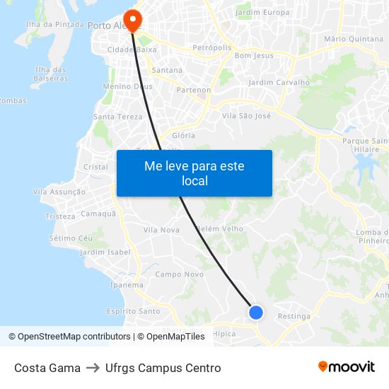 Costa Gama to Ufrgs Campus Centro map