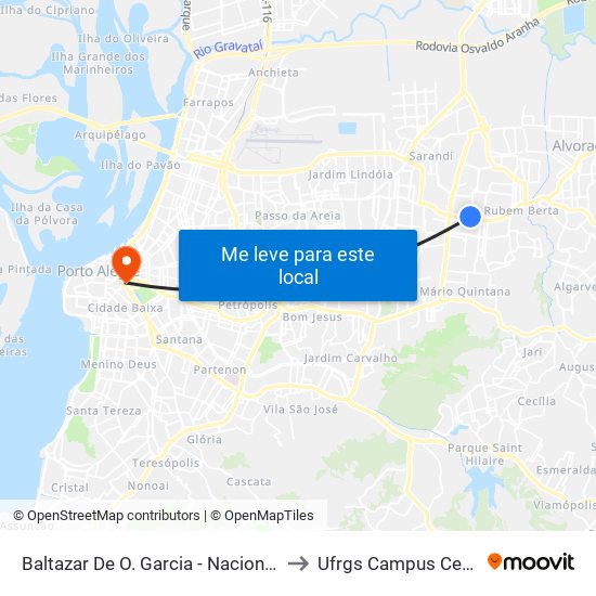 Baltazar De O. Garcia - Nacional Bc to Ufrgs Campus Centro map