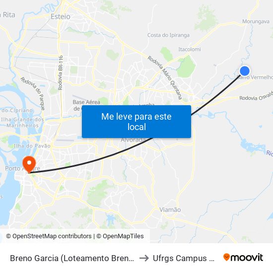 Breno Garcia (Loteamento Breno Garcia) to Ufrgs Campus Centro map