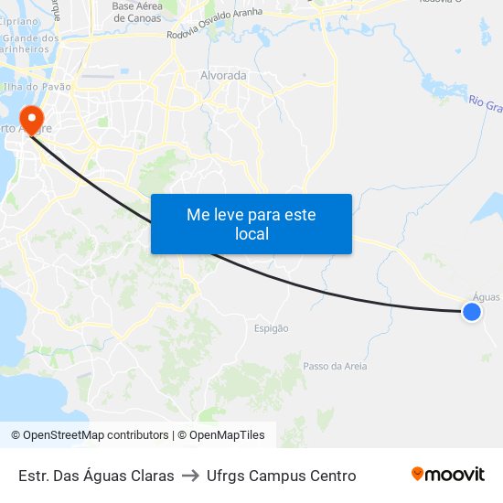 Estr. Das Águas Claras to Ufrgs Campus Centro map