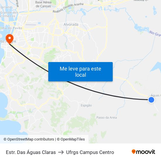 Estr. Das Águas Claras to Ufrgs Campus Centro map