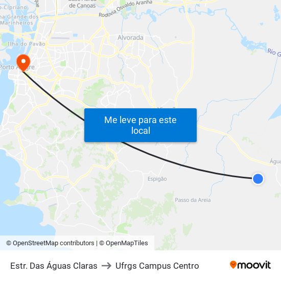 Estr. Das Águas Claras to Ufrgs Campus Centro map
